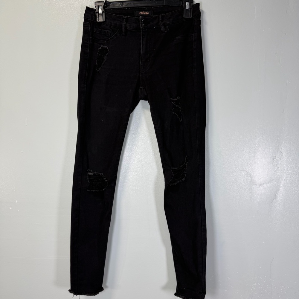 Refuge Black Distressed Skinny Jeans Sz 4